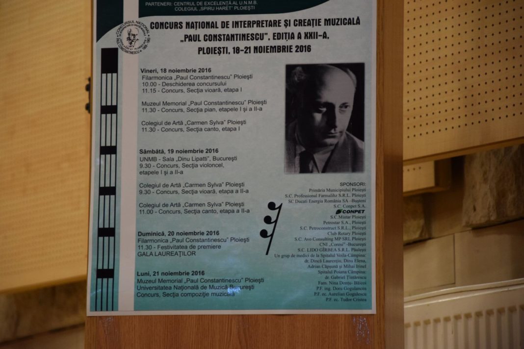 Concursul Naţional de Interpretare şi Creaţie Muzicală “Paul Constantinescu”, ediţia a XXII-a, Ploiești 2016