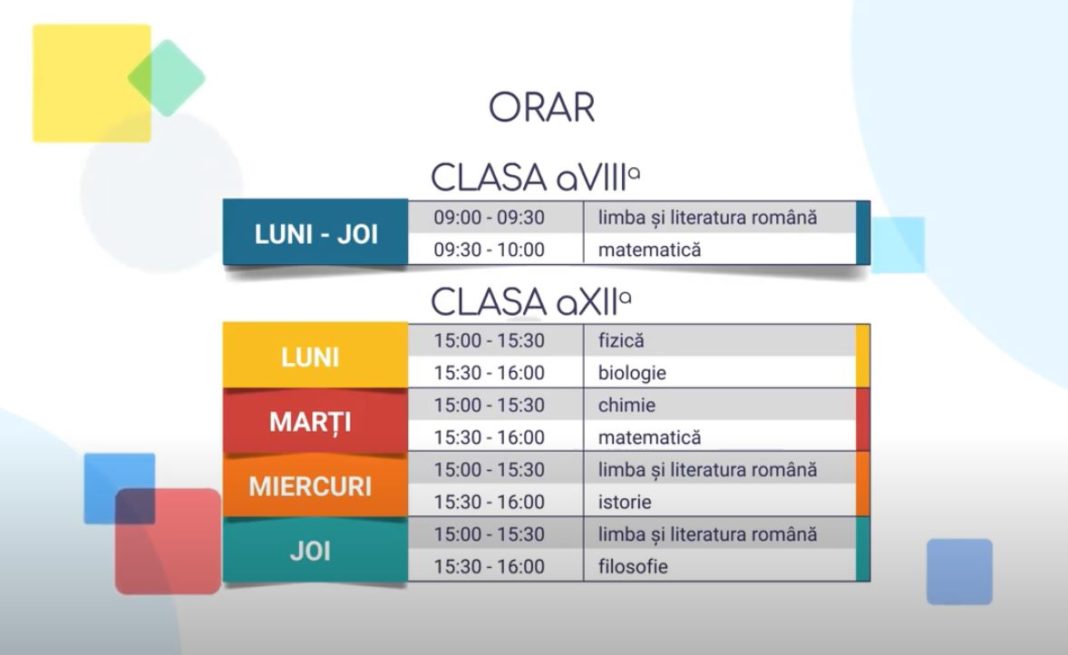 ”Teleşcoala” continuă pe TVR 2 cu lecţii de luni până joi