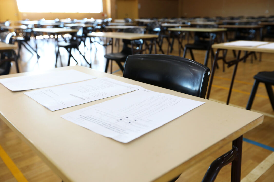exam examination room or hall set up ready for students to sit