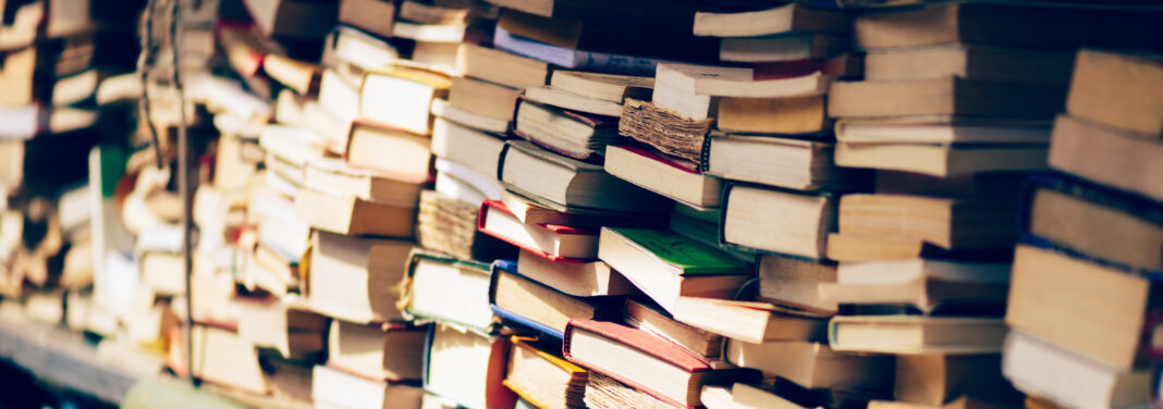 Stack of books at the bookshop