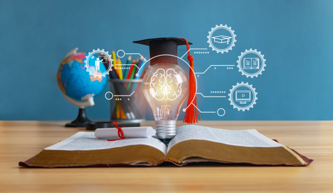 E-learning education,Innovative learning, creative educational study concept for graduation, global business study, abroad educational, and Back to School. AI, Artificial Intelligence.