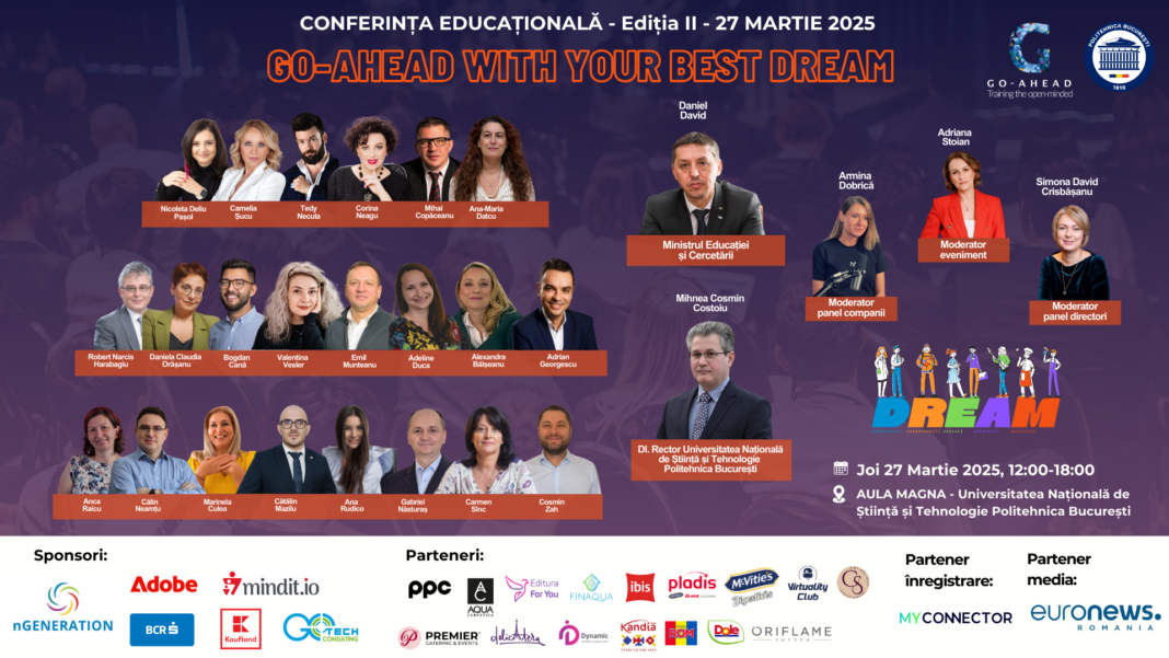 GO-AHEAD lansează Comunitatea DREAM pentru liceele tehnologice. Evenimentul va avea loc pe 27 martie 2025, la Politehnica București